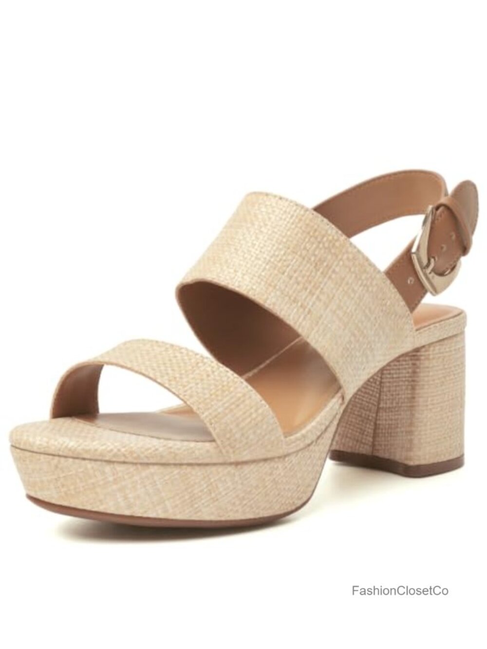 Chunky Platform Heeled Sandals - Open Round Toe Block Heels with Ankle Strap